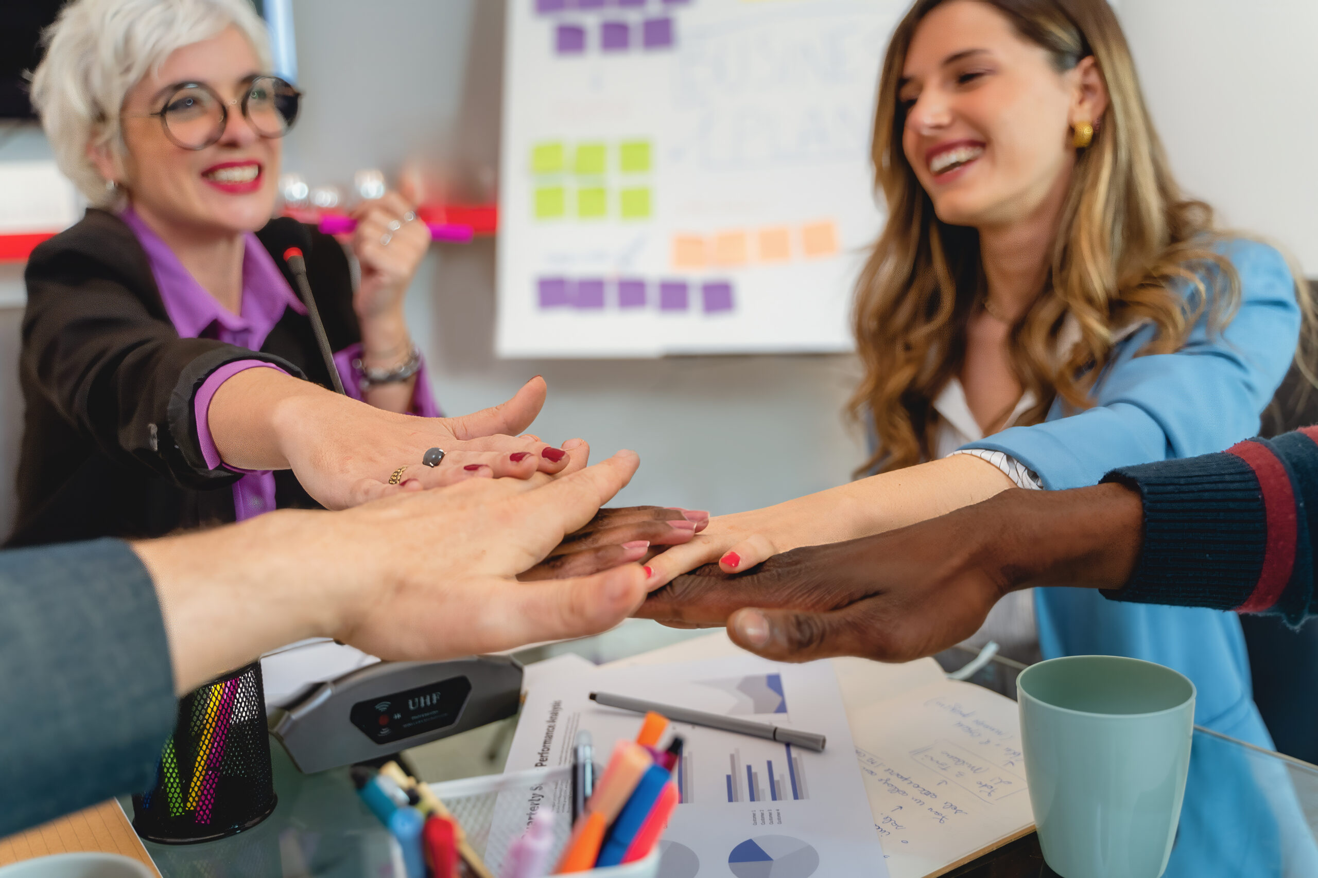 Business team diversity inclusion collaboration unity meeting women leadership professional workplace multicultural success teamwork together
